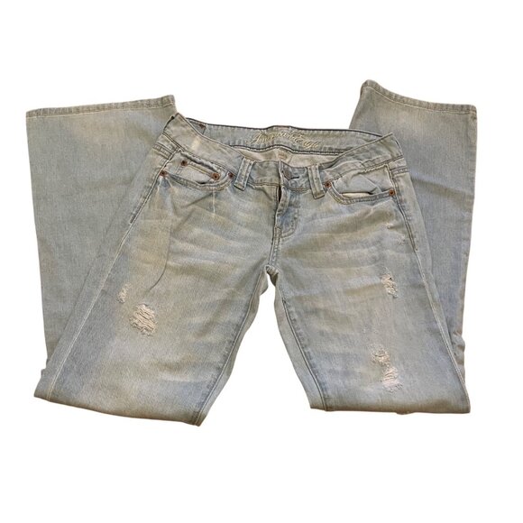 American Eagle Women’s Distressed Light Wash Jeans size 4 reg - Picture 1 of 10
